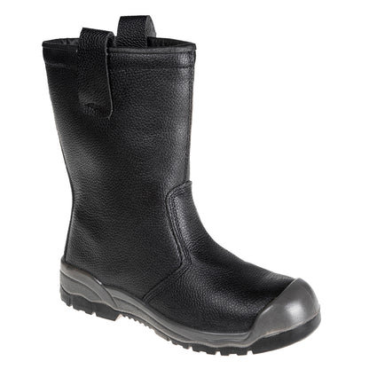 Portwest FW13 - Black Sz UK 9 Steelite Rigger Boot S1P CI (With scuff cap) Safety