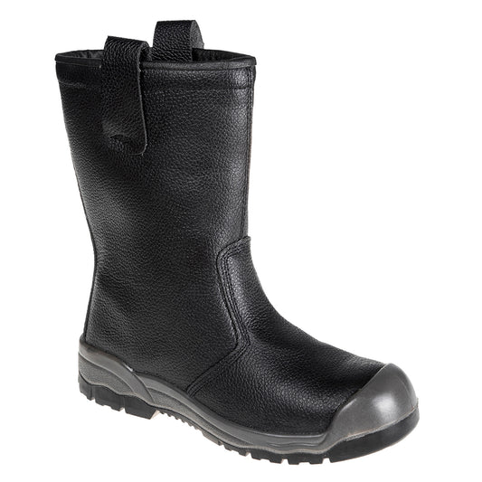 Portwest FW13 - Black Sz UK 11 Steelite Rigger Boot S1P CI (With scuff cap) Safety