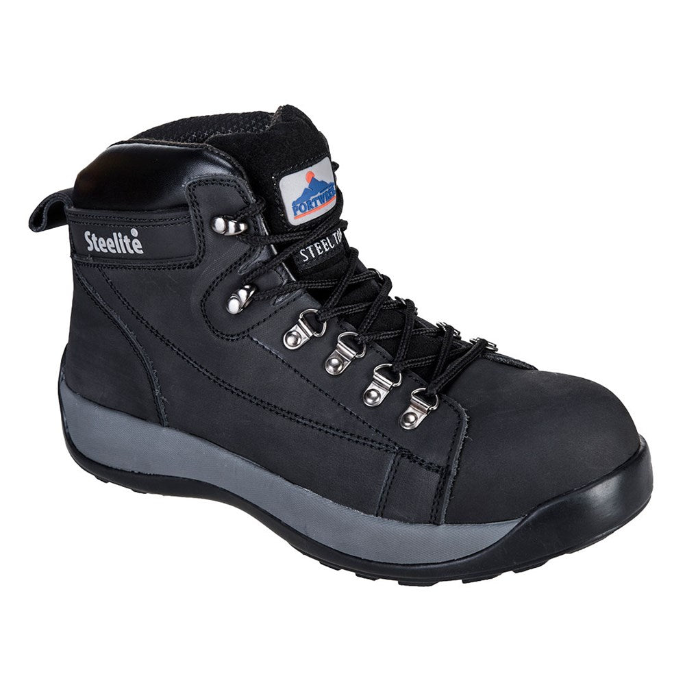 Portwest FW31BKR43 -  sz 43 Steelite Mid Cut Nubuck Boot SB HRO - Black