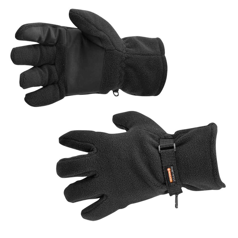 Portwest GL12BKR -  sz 0 Fleece Glove Insulatex Lined - Black