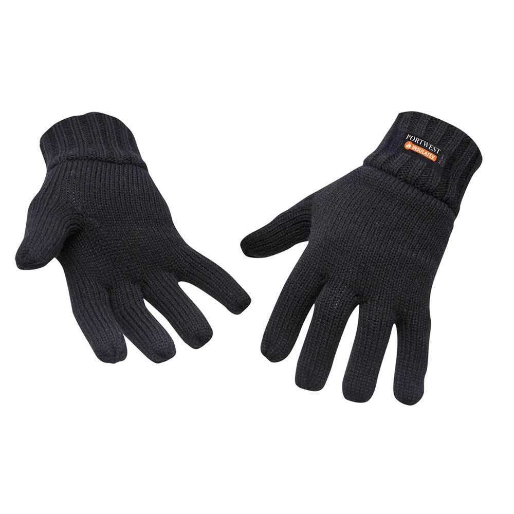 Portwest GL13BKR -  sz 0 Knit Glove Insulatex Lined - Black