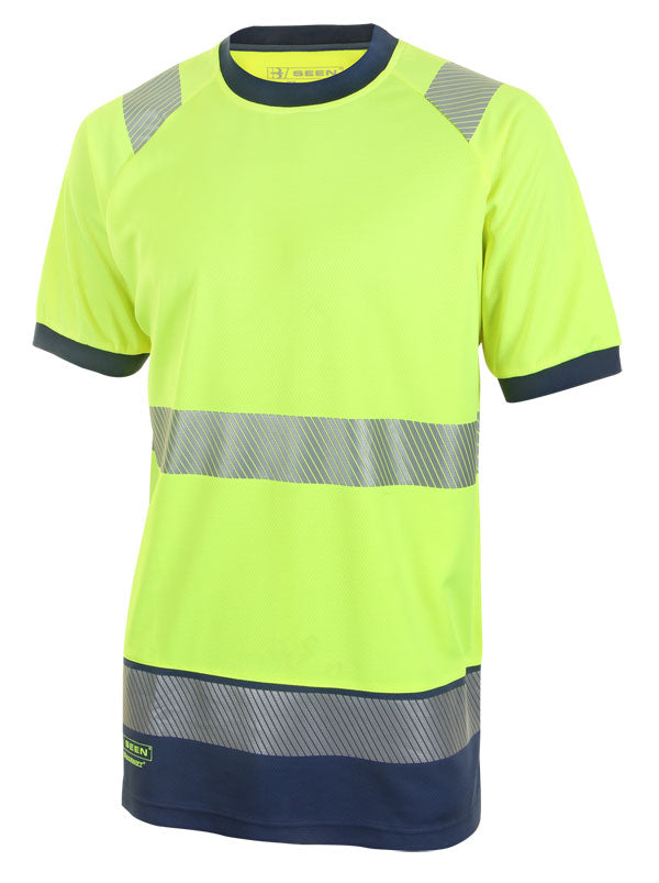 Beeswift - HIVIS TWO TONE S/S T SHIRT SAY YELL/NVY XL - Saturn Yellow / Navy