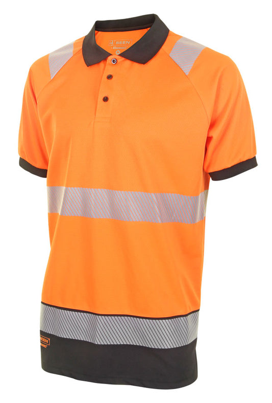 Beeswift - HIVIS TWO TONE POLO SHIRT S/S OR/BLK LGE - Orange / Black