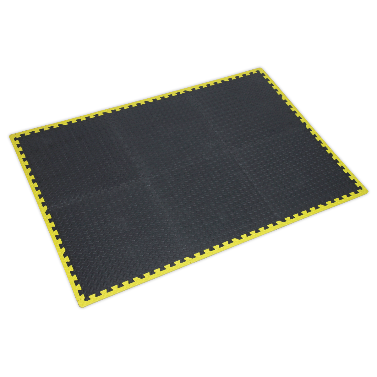 SEALEY - MIC1218Y3 Interlocking EVA Foam Workshop Mat Set 1240 x 1825mm with Hi-Vis Edges
