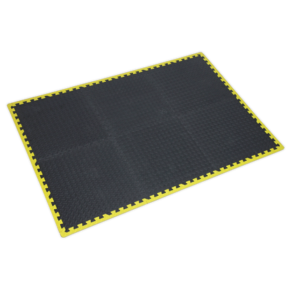 SEALEY - MIC1218Y3 Interlocking EVA Foam Workshop Mat Set 1240 x 1825mm with Hi-Vis Edges