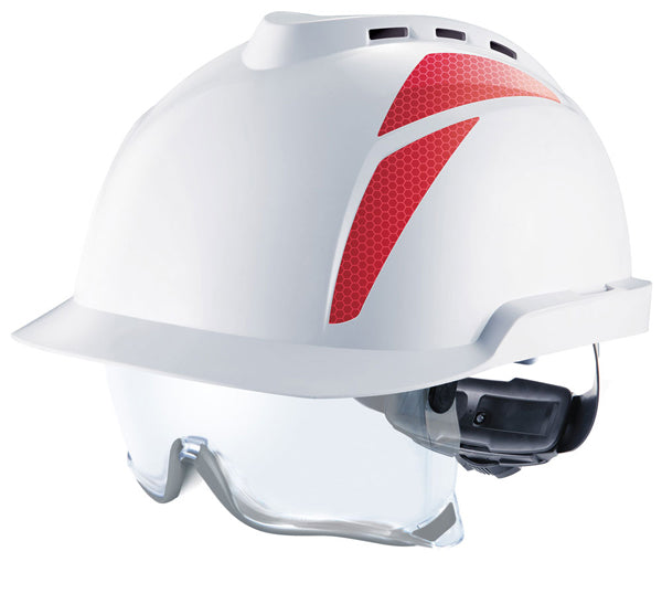 MSA - V-GARD 930 VENTED HELMET WHITE W/ INTEGRATED SPEC RED STICKER - White/Red