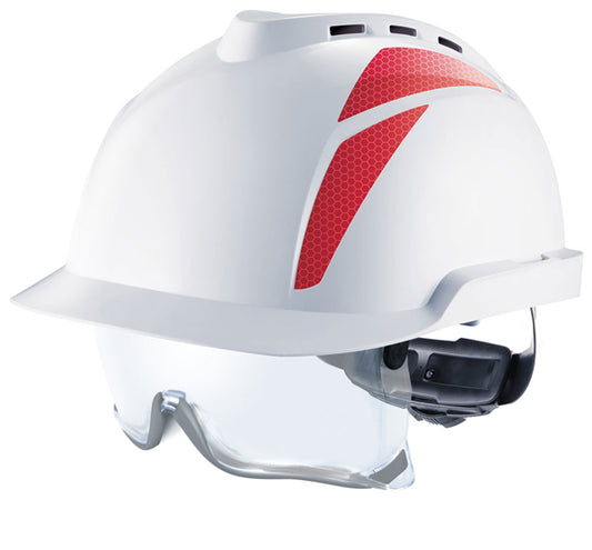 MSA - V-GARD 930 VENTED HELMET WHITE W/ INTEGRATED SPEC RED STICKER - White/Red
