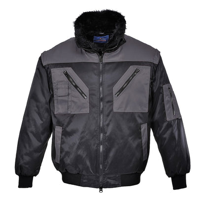 Portwest PJ20BYRXXL -  sz 2XL Two Tone Pilot Jacket - Black/Grey