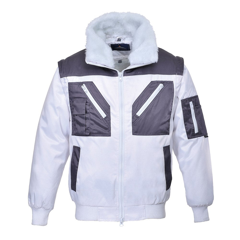 Portwest PJ20WHRXXL -  sz 2XL Two Tone Pilot Jacket - White