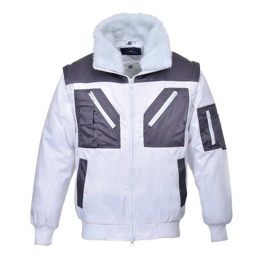Portwest PJ20WHRXXL -  sz 2XL Two Tone Pilot Jacket - White