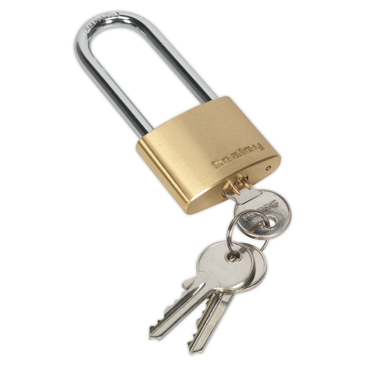 SEALEY - PL101L Brass Body Padlock Long Shackle 40mm