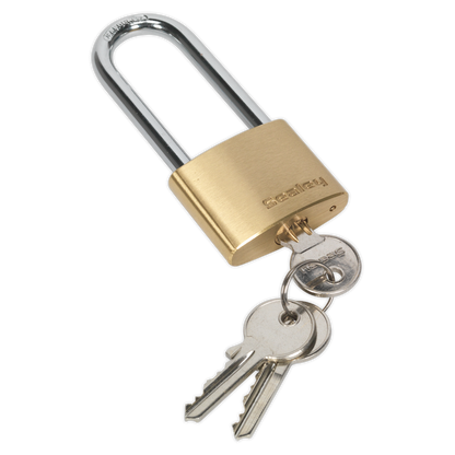 SEALEY - PL101L Brass Body Padlock Long Shackle 40mm