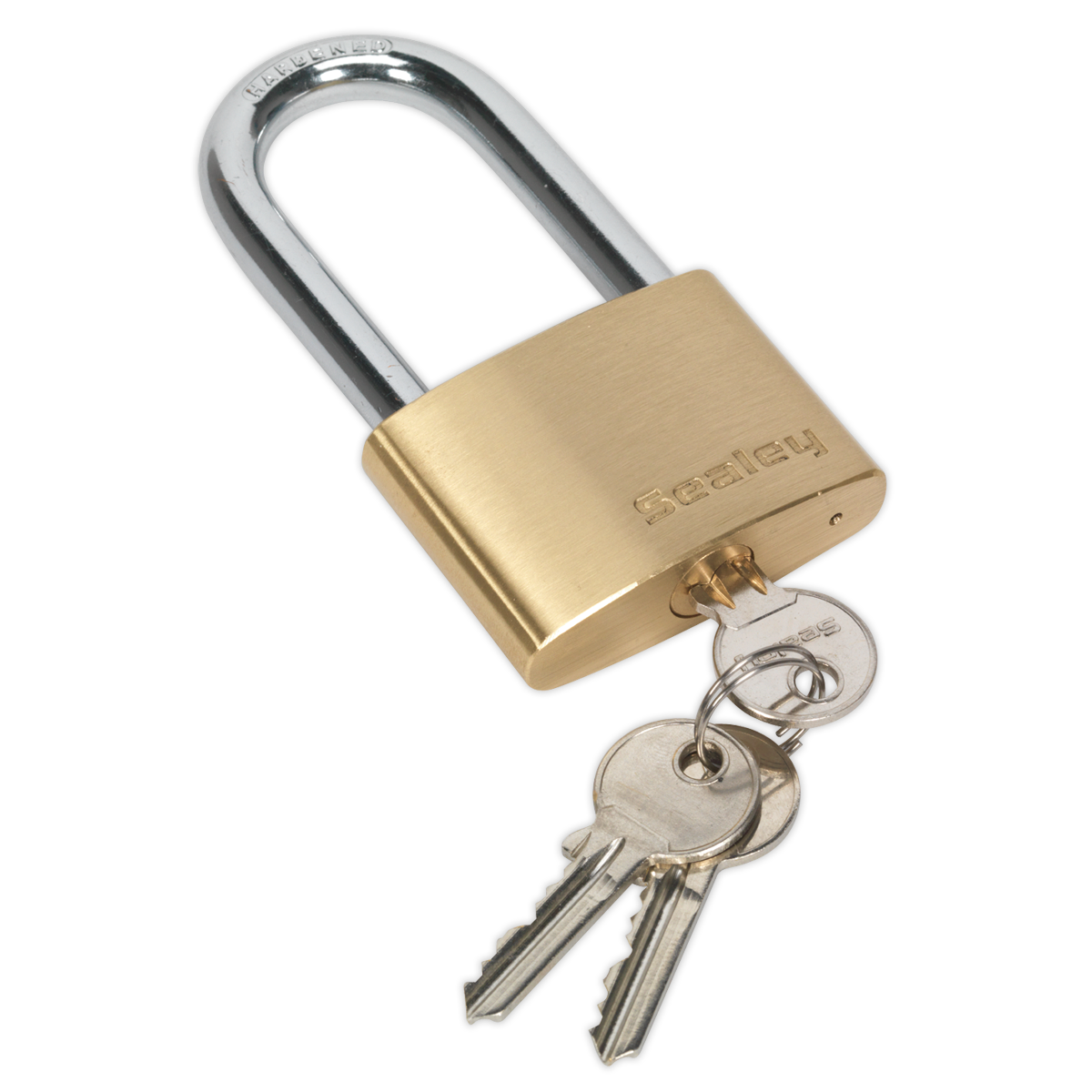 SEALEY - PL103L Brass Body Padlock Long Shackle 60mm