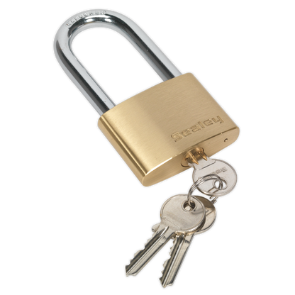 SEALEY - PL103L Brass Body Padlock Long Shackle 60mm