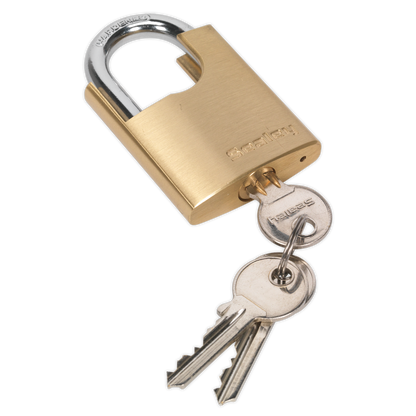 SEALEY - PL105 Brass Body Padlock Shrouded Shackle 50mm