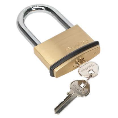 SEALEY - PL203L Brass Body Padlock Long Shackle 60mm