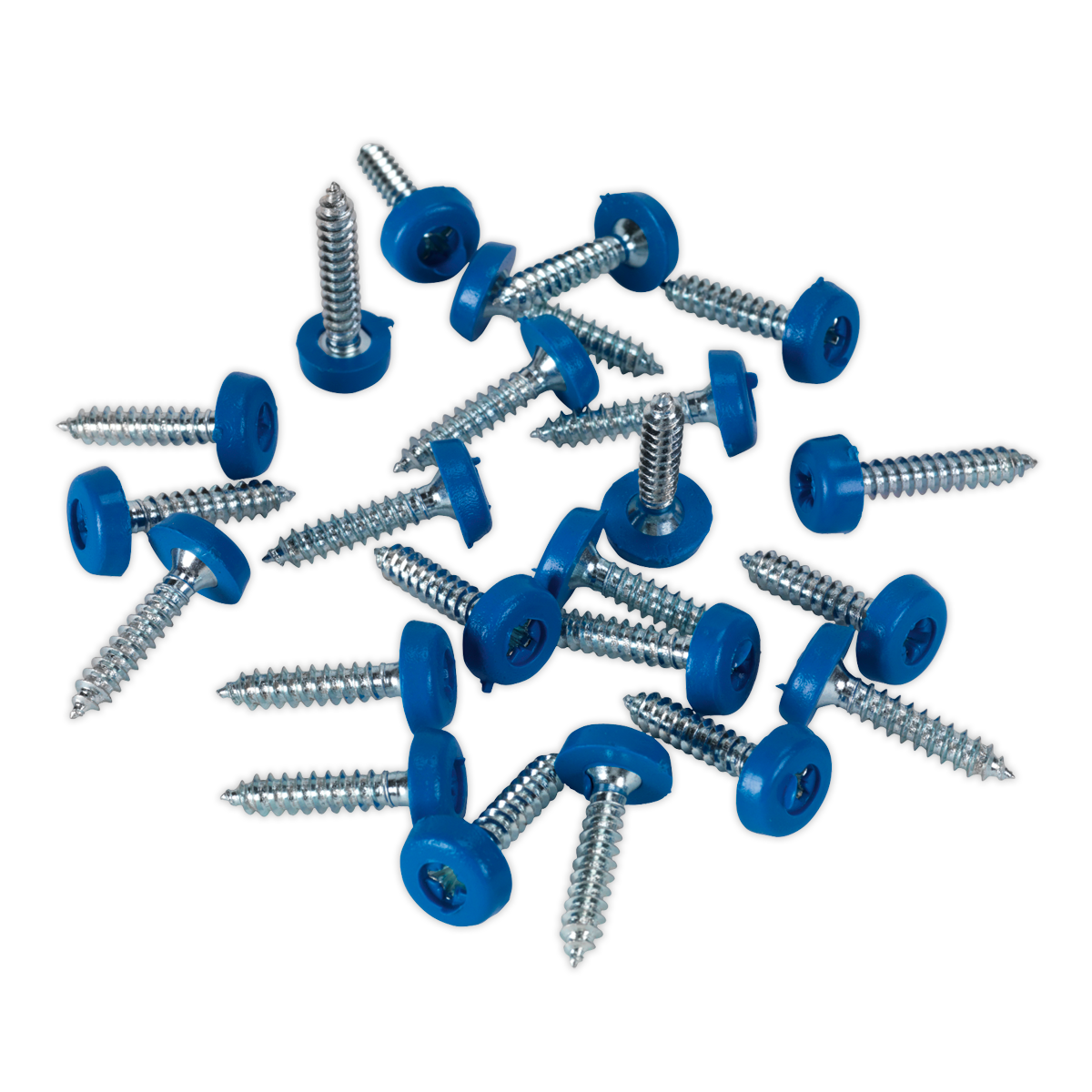 SEALEY - PTNP8 Numberplate Screw Plastic Enclosed Head 4.8 x 24mm Blue Pack of 50