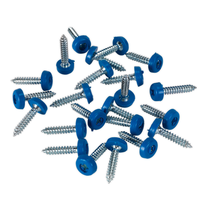 SEALEY - PTNP8 Numberplate Screw Plastic Enclosed Head 4.8 x 24mm Blue Pack of 50