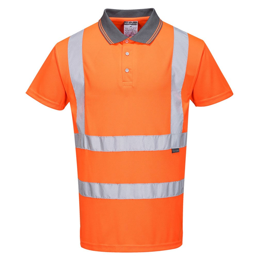 Portwest RT22ORRM -  sz M Hi-Vis Short Sleeved Polo RIS - Orange