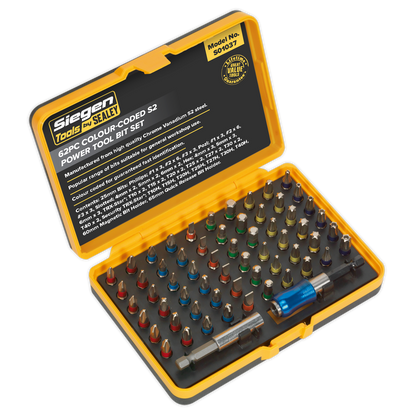 SEALEY - S01037 Power Tool Bit Set 62pc Colour-Coded S2