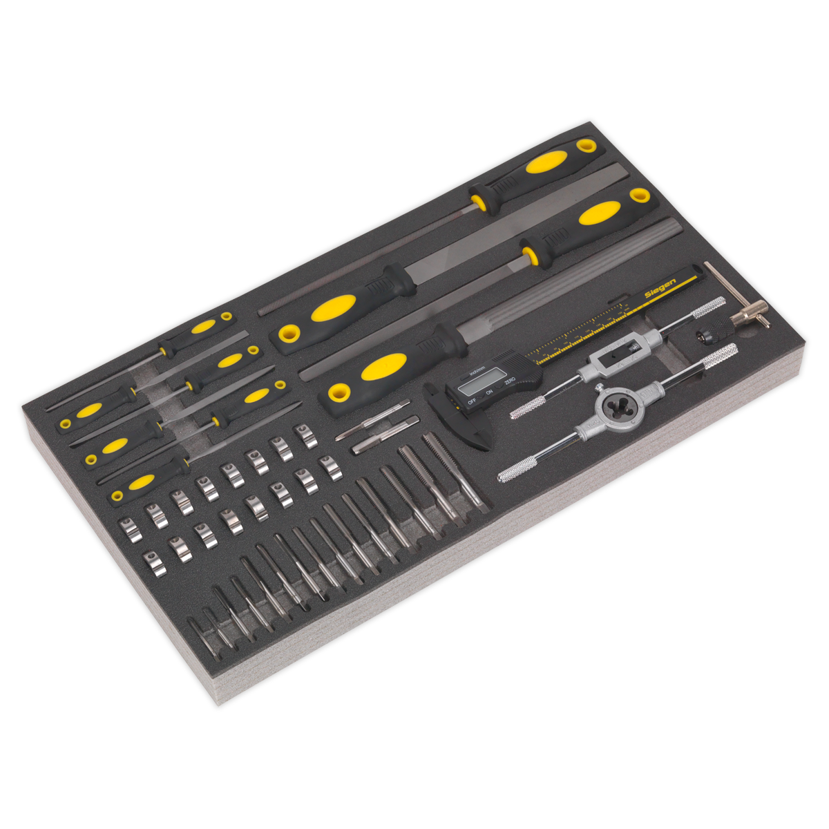 SEALEY - S01132 Tool Tray with Tap & Die, File & Caliper Set 48pc