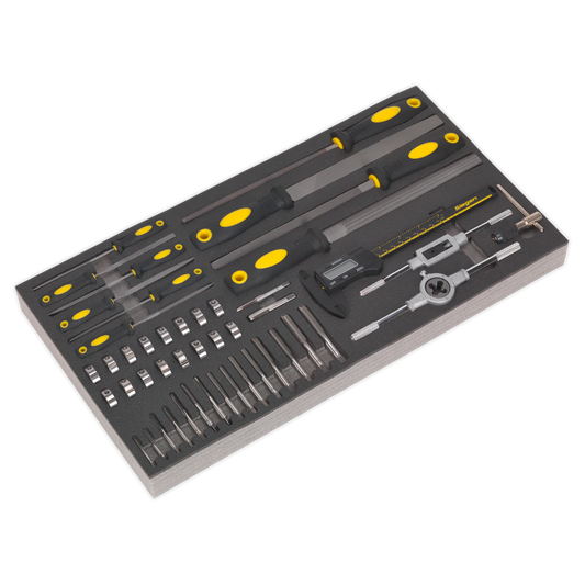 SEALEY - S01132 Tool Tray with Tap & Die, File & Caliper Set 48pc