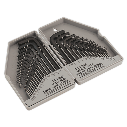SEALEY - S0484 Hex Key Set 30pc Long/Short-Arm - Metric/Imperial
