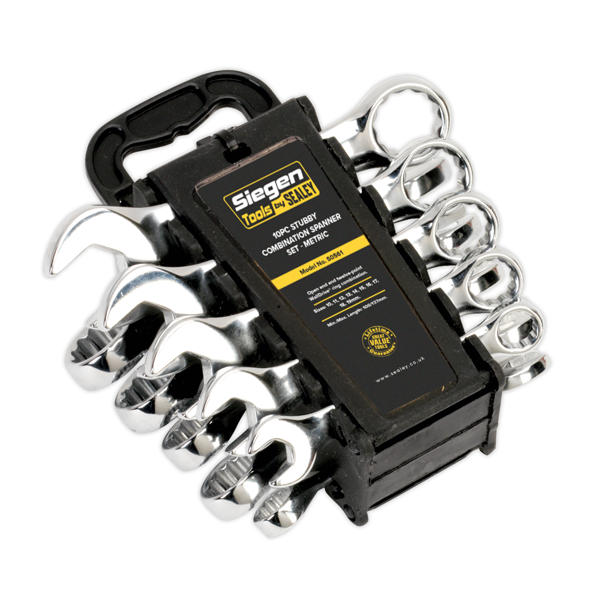 SEALEY - S0561 Combination Spanner Set 10pc Stubby Metric