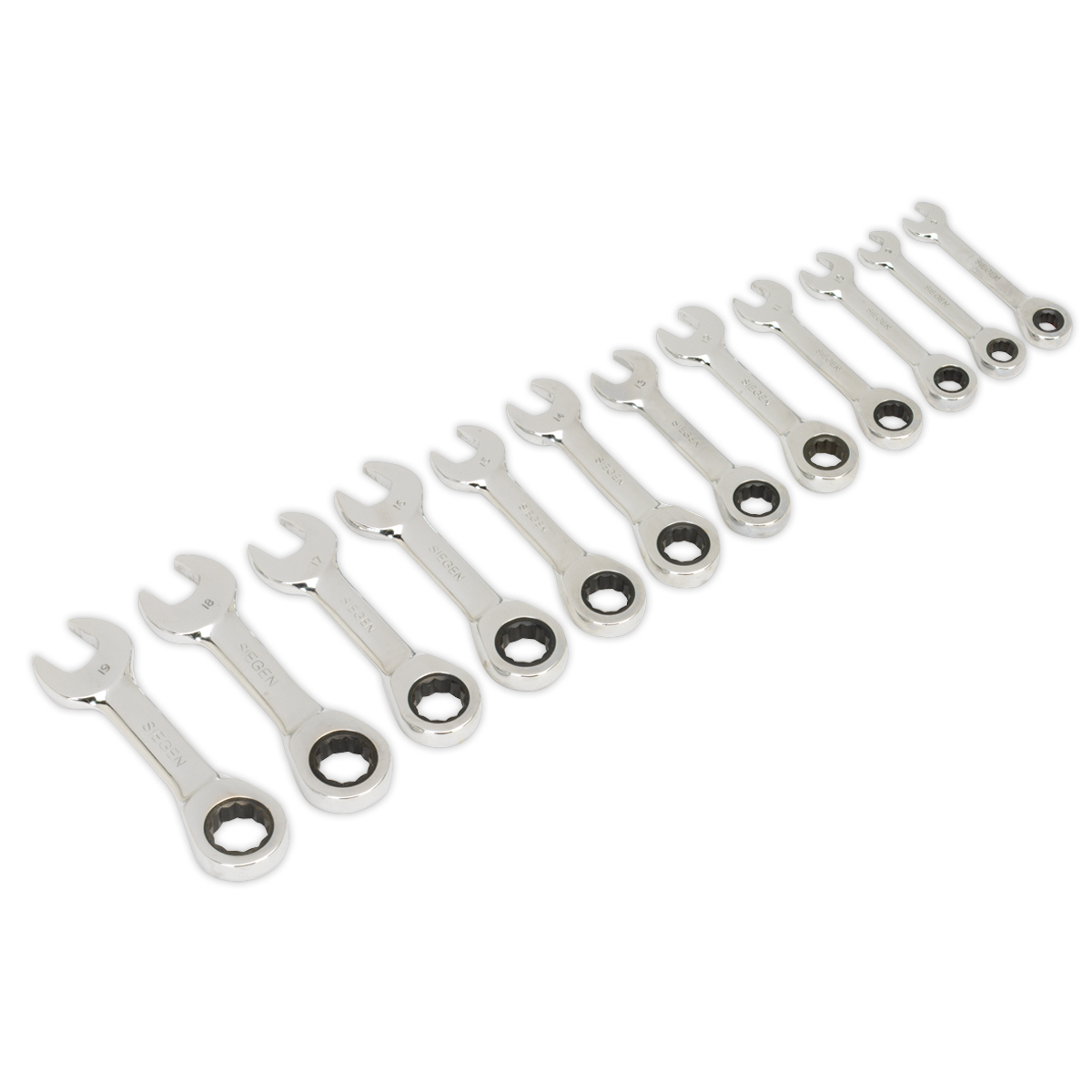 SEALEY - S0633 Stubby Ratchet Combination Spanner Set 12pc Metric