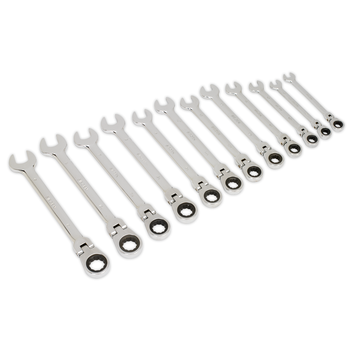 SEALEY - S0635 Flexible Head Ratchet Combination Spanner Set 12pc Metric
