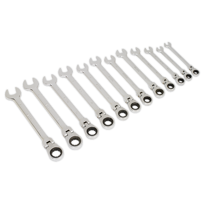 SEALEY - S0635 Flexible Head Ratchet Combination Spanner Set 12pc Metric