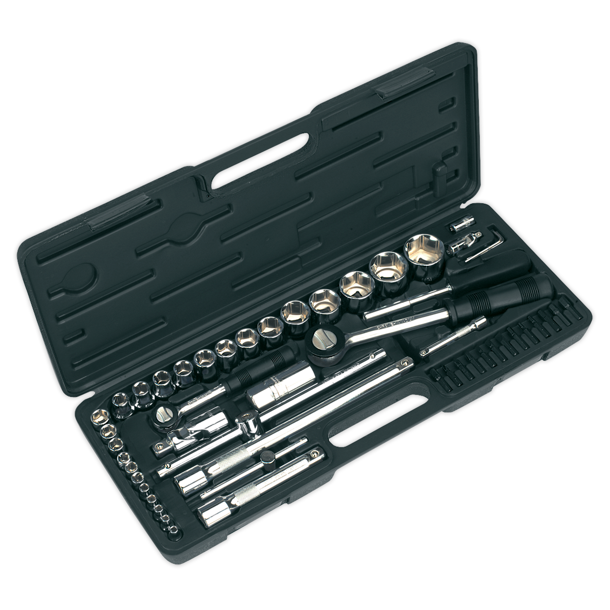 SEALEY - S0711 Socket Set 52pc 1/4" & 1/2"Sq Drive 6pt WallDrive� Metric