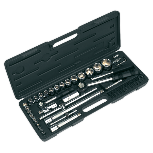 SEALEY - S0711 Socket Set 52pc 1/4" & 1/2"Sq Drive 6pt WallDrive� Metric