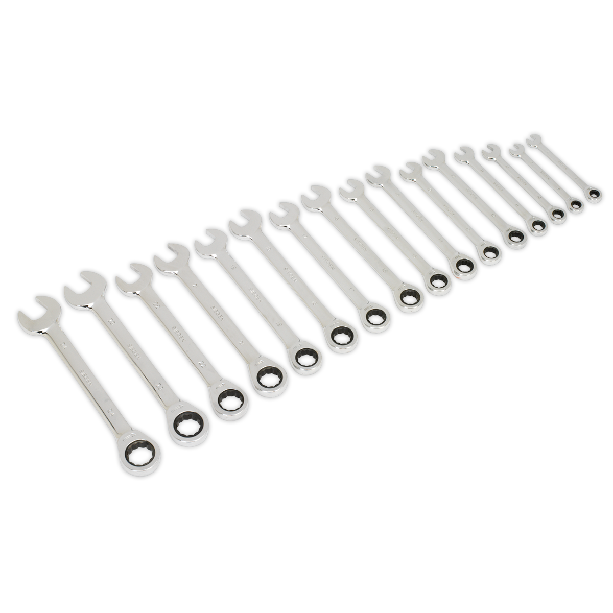 SEALEY - S0869 Combination Ratchet Spanner Set 16pc Metric