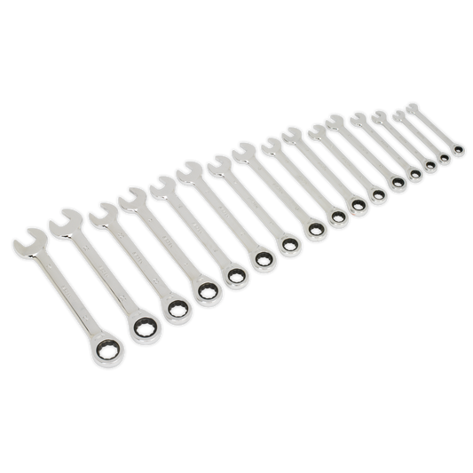 SEALEY - S0869 Combination Ratchet Spanner Set 16pc Metric