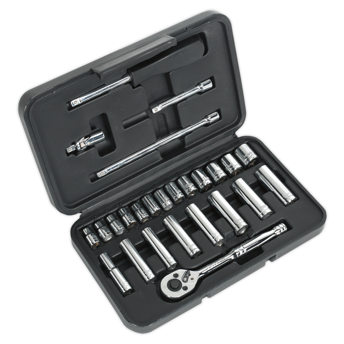 SEALEY - S0910 Socket Set 26pc 1/4"Sq Drive 6pt WallDrive® Metric