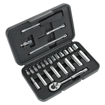 SEALEY - S0910 Socket Set 26pc 1/4"Sq Drive 6pt WallDrive® Metric