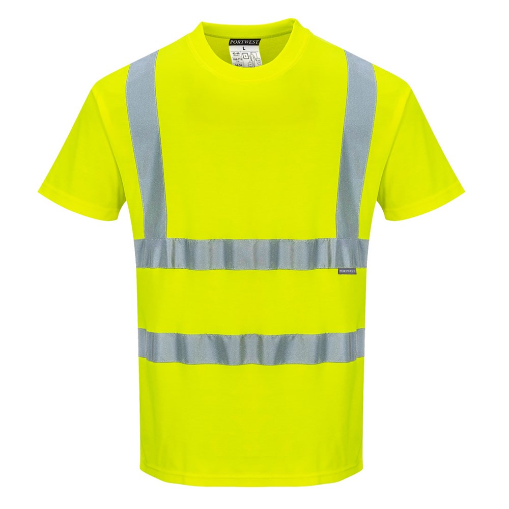 Portwest S170YERL -  sz L Cotton Comfort Short Sleeve T-Shirt - Yellow