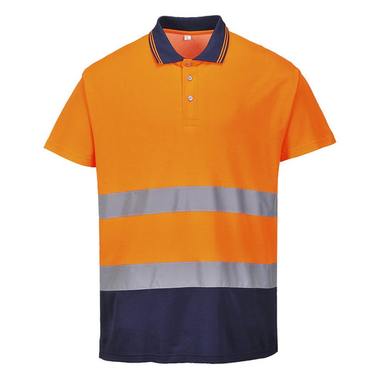 Portwest S174ONRXXL -  sz 2XL Two Tone Cotton Comfort Polo - Orange/Navy