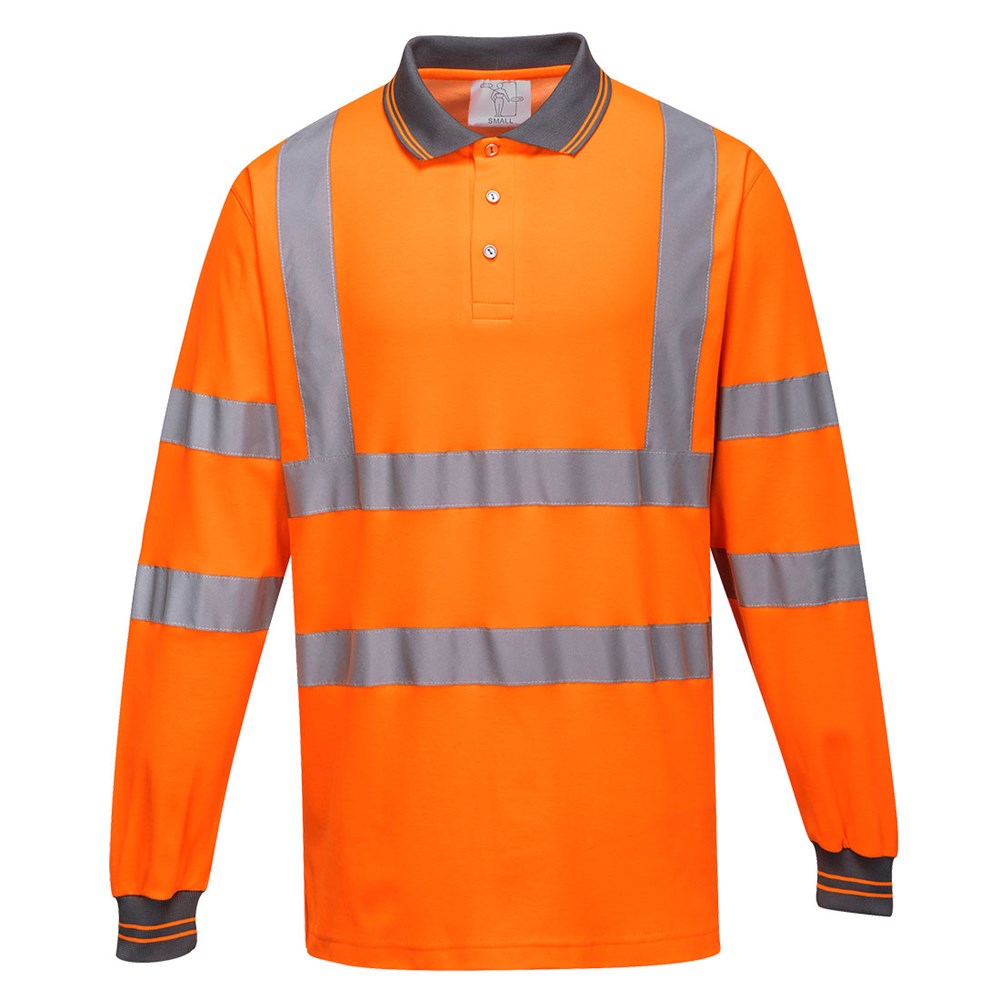 Portwest S271ORRL -  sz L Long Sleeved Cotton Comfort Polo - Orange