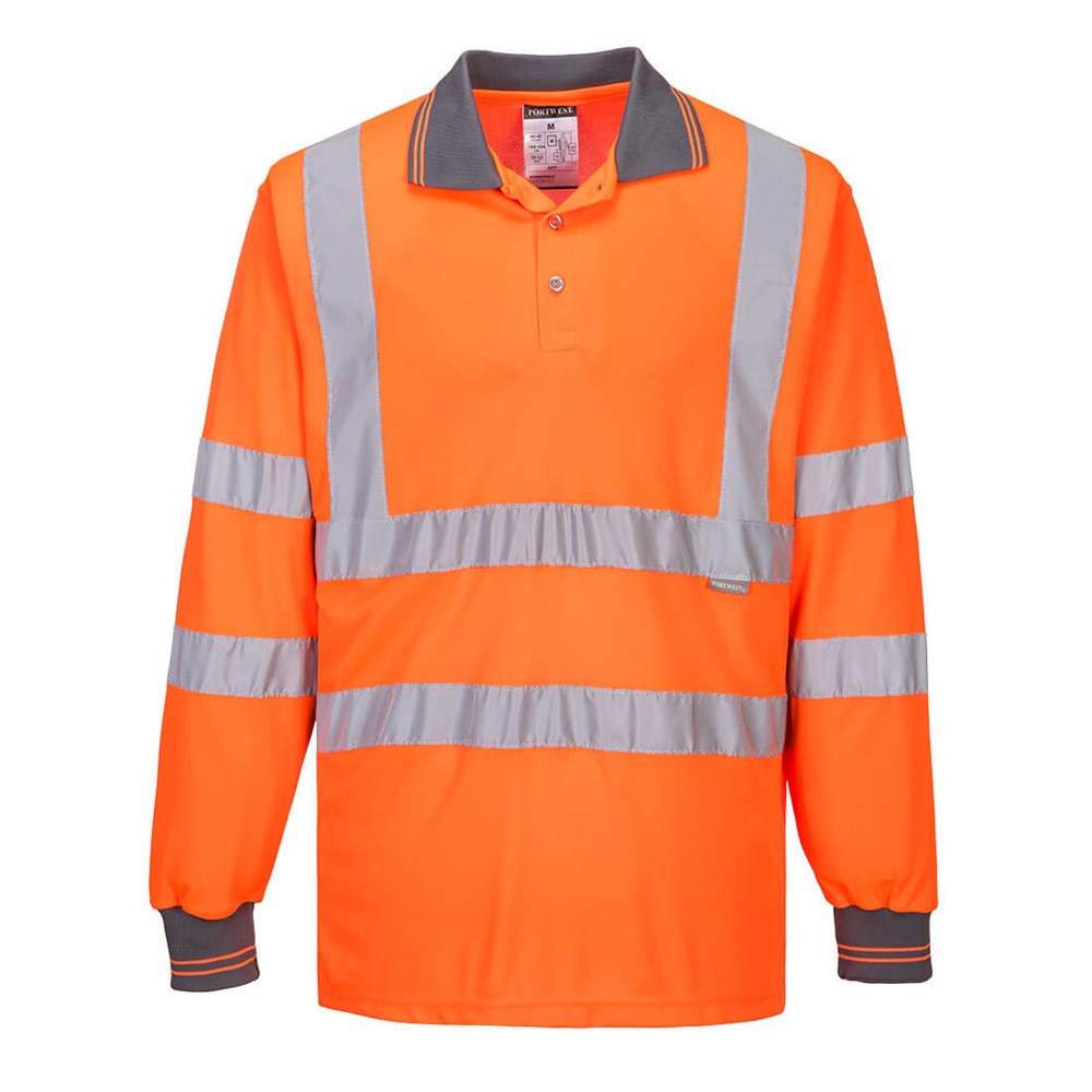 Portwest S277ORRL -  sz L Hi-Vis Long Sleeved Polo - Orange