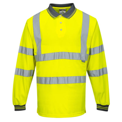 Portwest S277YERXXL -  sz 2XL Hi-Vis Long Sleeved Polo - Yellow