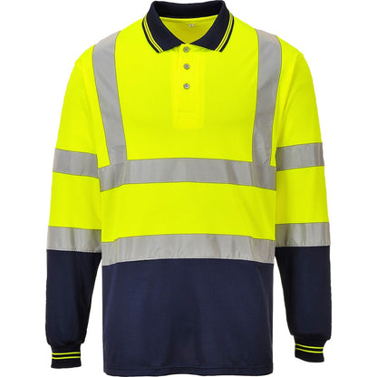 Portwest S279YNRL -  sz L Two-Tone Long Sleeved Polo - Yellow/Navy