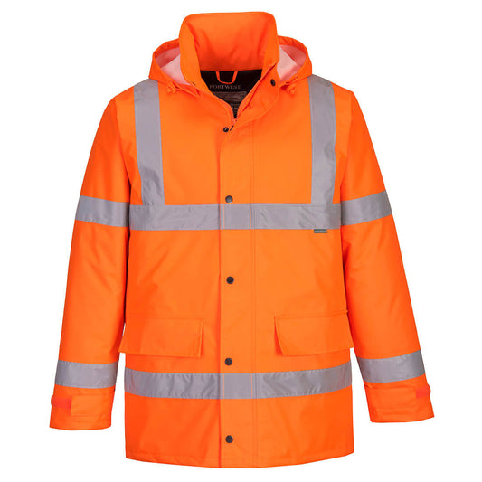 Portwest S460 - Orange Sz L Hi-Vis Traffic Jacket Coat Reflective Visibility