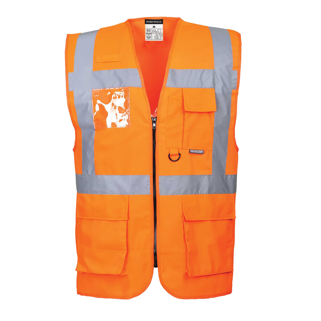 Portwest S476 Orange Sz L Hi-Vis Vest Berlin Executive Pockets Reflective