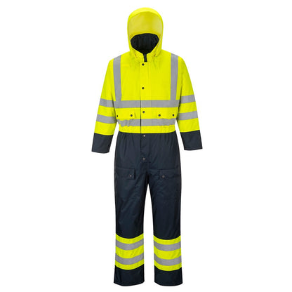 Portwest S485YNRXXXL -  sz 3XL Hi-Vis Contrast Coverall - Lined - Yellow/Navy