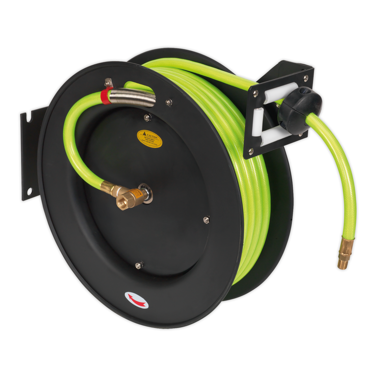 SEALEY - SA841HV Retractable Air Hose Metal Reel 15m Ø10mm ID High-Visibility TPR Hose