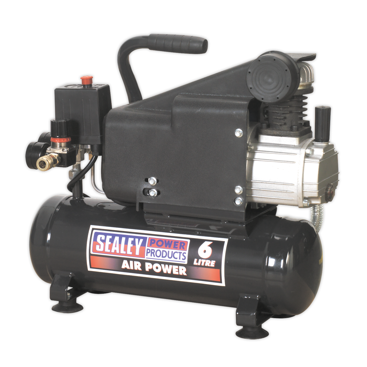 SEALEY - SAC0610E Air Compressor 6L Direct Drive 1hp