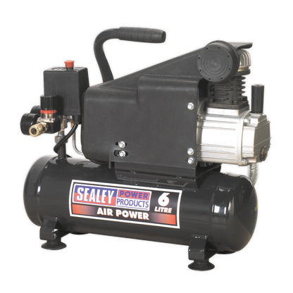 SEALEY - SAC0610E Air Compressor 6L Direct Drive 1hp