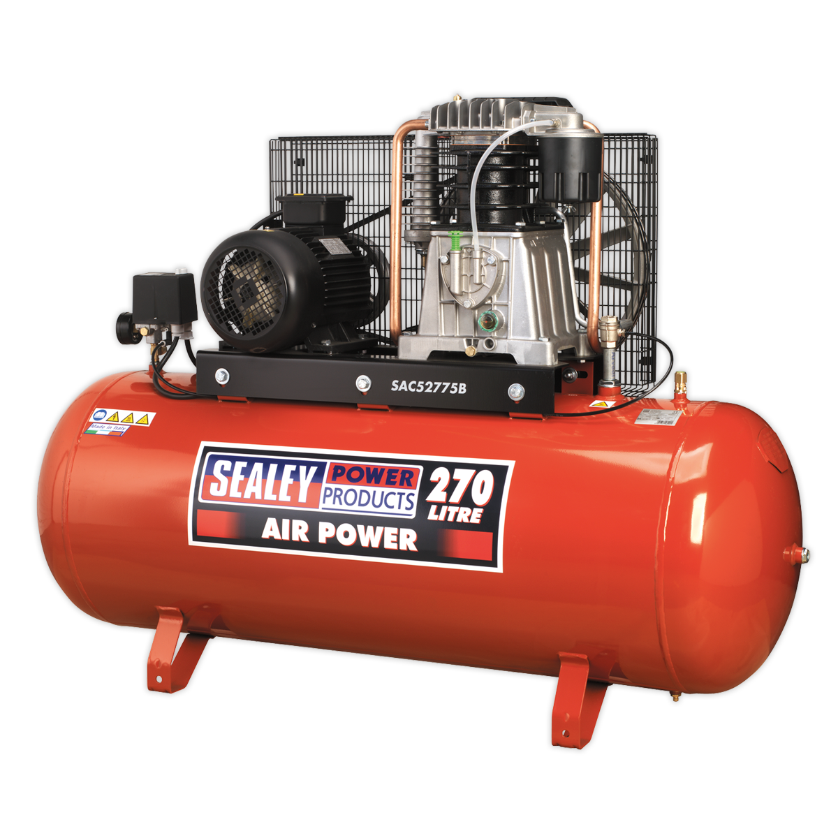 SEALEY - SAC52775B Air Compressor 270L Belt Drive 7.5hp 3ph 2-Stage with Cast Cylinders